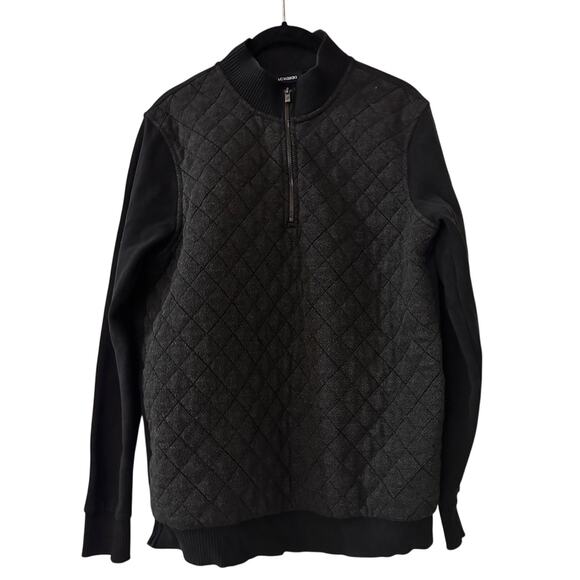 LC Waikiki grey and black quilted Henley sweater size small - Picture 1 of 3